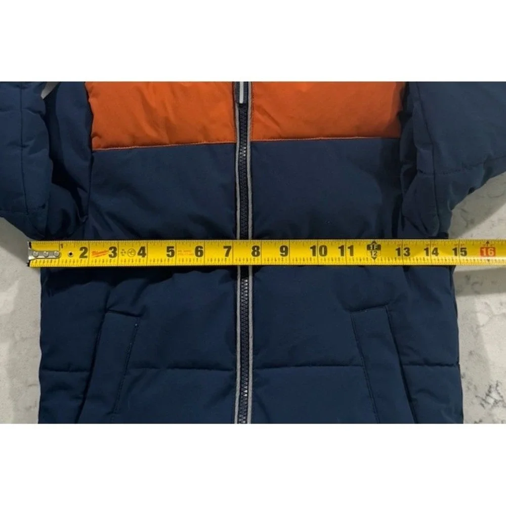 Member's Mark Puffer Jacket Boys 3T Navy Blue Orange Fleece Lined Hooded Coat